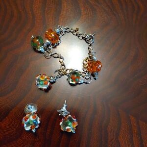 Colorful Glass Bead Earrings And Bracelet